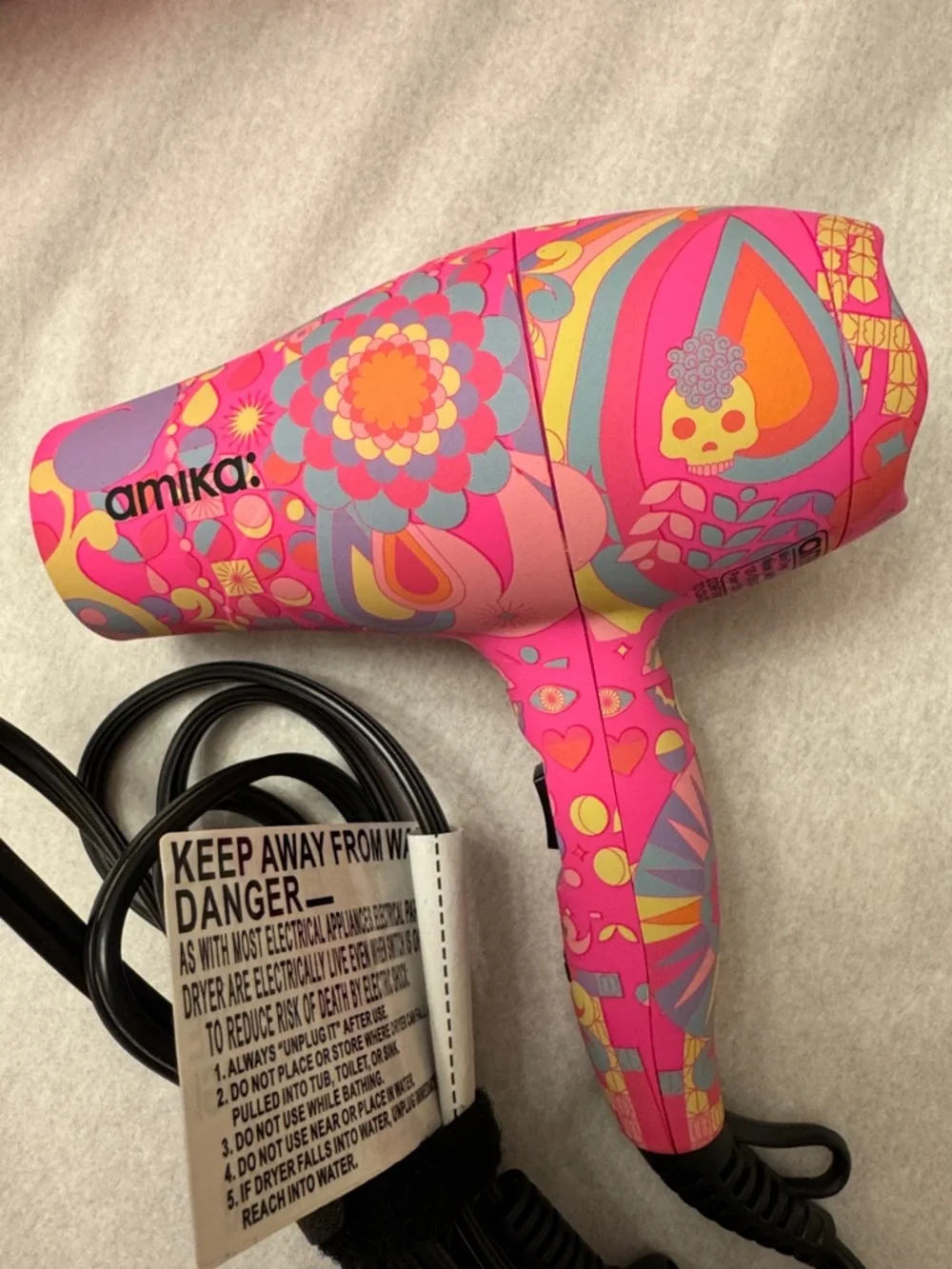 amika Pink Patterned Mini Ionic Hair Dryer - Picture 9 of 11